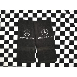 Unbranded CUSTOM MERCEDES AMG AUTO CAR EMBROIDERED BATH BLACK HAND TOWEL SET