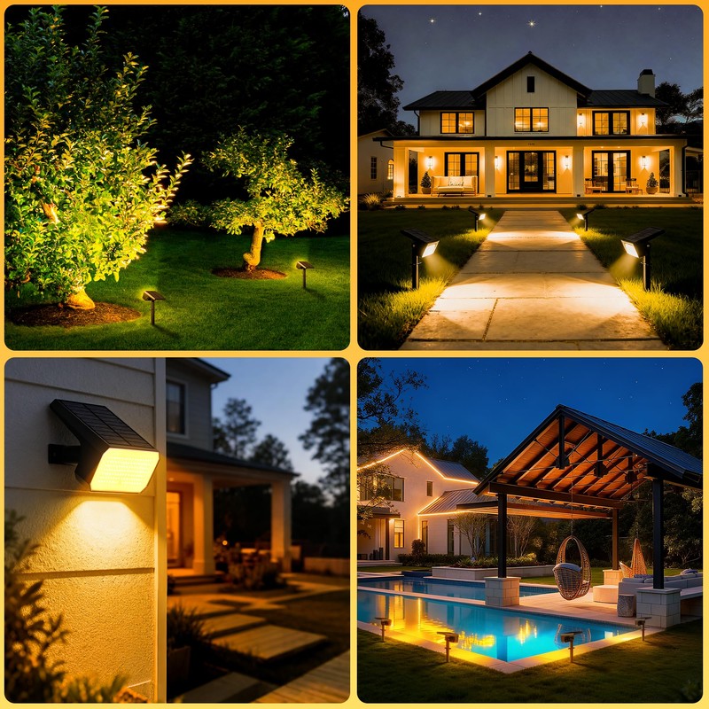 Flaow Solar Spot Lights Outdoor, [10 pack/118 LED] 4 Modes