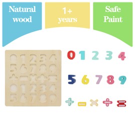 LEO & FRIENDS Chunky Number Math Puzzle, Wooden Number Shape Counting Learning Puzzles for Toddlers, Preschool Educational Learning Board Toys for Kids Ages 2+