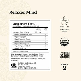 Yogi Tea Relaxed Mind Tea - 16 Bags per Pack (4 Packs) - Relaxing, Calming Organic Tea for Stress Support - Includes Ashwagandha Root, Sage Leaf, Lavender Flower, Peppermint Leaf & More