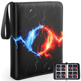 Card Binder Collectible Trading Card Albums Fits 400 Cards with 50 Removable Sleeves, 4 Pocket Portable Trading Card Guardian Binder Zipper Collection Album Holder with Carry Strap, Game Card book