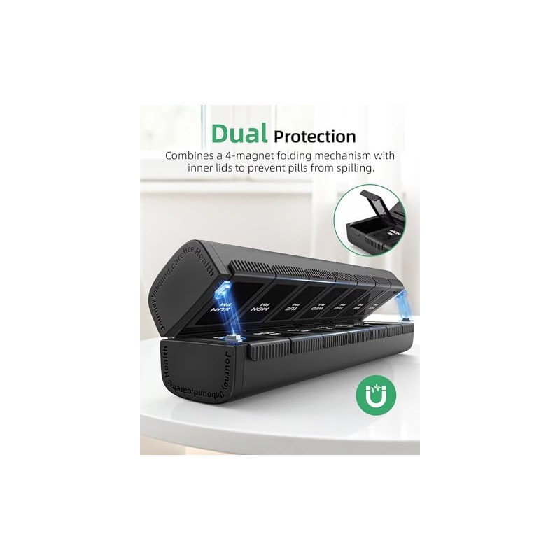 PULIV Weekly Pill Organizer 2 Times a Day with Magnetic