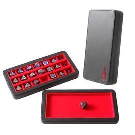 Forged Dice Co. Reliquary Standard Divided Dice Case with Dice Tray for Polyhedral Dice Sets - 21 Felt-Lined Chambers - Magnetic Lid Closure - Metal Dice Storage Box - Red