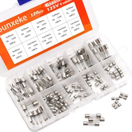 Sunxeke 120Pcs 9 Values 125V Fast Blow Glass Fuses Assortment Kit 3.6X10mm 1 2.5 3 5 A 5x20mm 3 4 5 7 8A Mini Glass Fuses