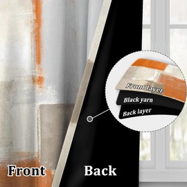 Kzzfqxb Orange Beige White Abstract Curtains for Living Room, Modern Print Window Drapes, Warm Color Geometric Plaid Themed Machine Washable Curtains for Home Decor,2 Panels,Each W42 xL63
