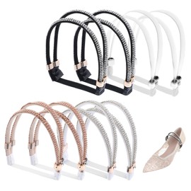 4 Pairs Rhinestone Shoe Laces,High Heels Shoe Straps,Shoes Lace Straps for High Heels Elastic Strap for Shoes Replacement Anti-Loose Heel Detachable Strap(Rose Gold,Black,Transparent,White)