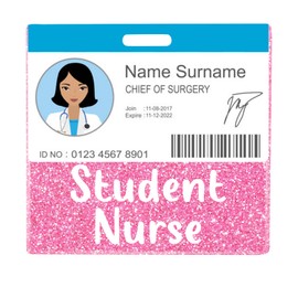 Plifal Student Nurse Badge Buddy Card Holder Nurse Nursing Accessories Glitter Horizontal ID Name Identification Tags Nurse Work