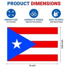 Puerto Rican Flag Vinyl Flag Stickers, Car Decals, Waterproof Indoor Outdoor, Laptop Stickers, Car Bumper, Puerto Rico Flag, 5 x 3 Inches, Set of 3