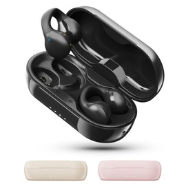 King Lucky i21 Open Ear Clip On Earbuds Wireless Bluetooth Ear Clip Headphones with Mic, Noise Cancelling, Waterproof IPX4, for Small Ears, Perfect for Running, Sports, and Glasses Wearers (Black)