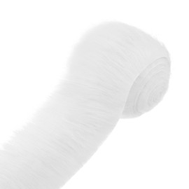Furry Faux Fur for Crafts, 5 x 150 cm Fur for Crafts, Fluffy Soft, Faux Fur Sold by the Metre for DIY, Cosplay, Costume Decoration, Santa Hair and Christmas Tree Decoration (White)