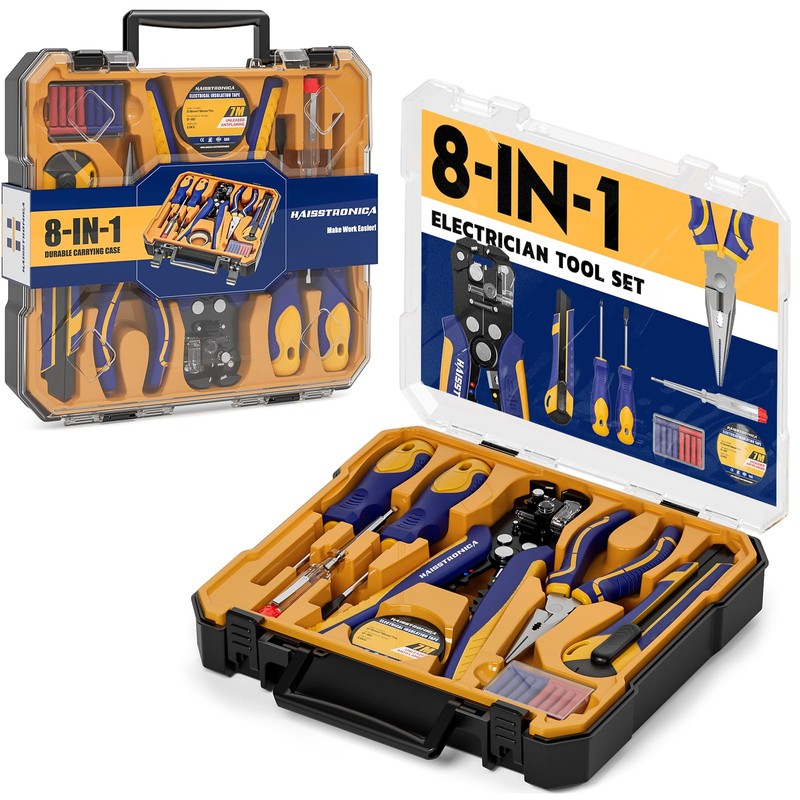 haisstronica 8 IN 1 Self-Adjusting Wire Stripper Household Tool Kit,