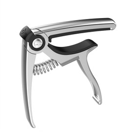 Olycism Capo for Guitar, Built-in Guitar Pick Holder, Guitar Bridges, String Cutter for Guitar, Acoustic, Electric Guitar, Ukulele, Banjo, Silver