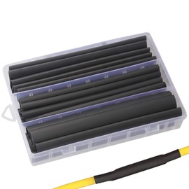 27pcs 3:1 Dual Wall Adhesive Heat Shrink Tubing Kit, 3 Large Sizes (Diameter): 3/4, 1/2, 1/4-inch, Marine 7-inch Long Cable Wire Sleeve Tube Assortment with Storage Case for DIY by MILAPEAK (Black)