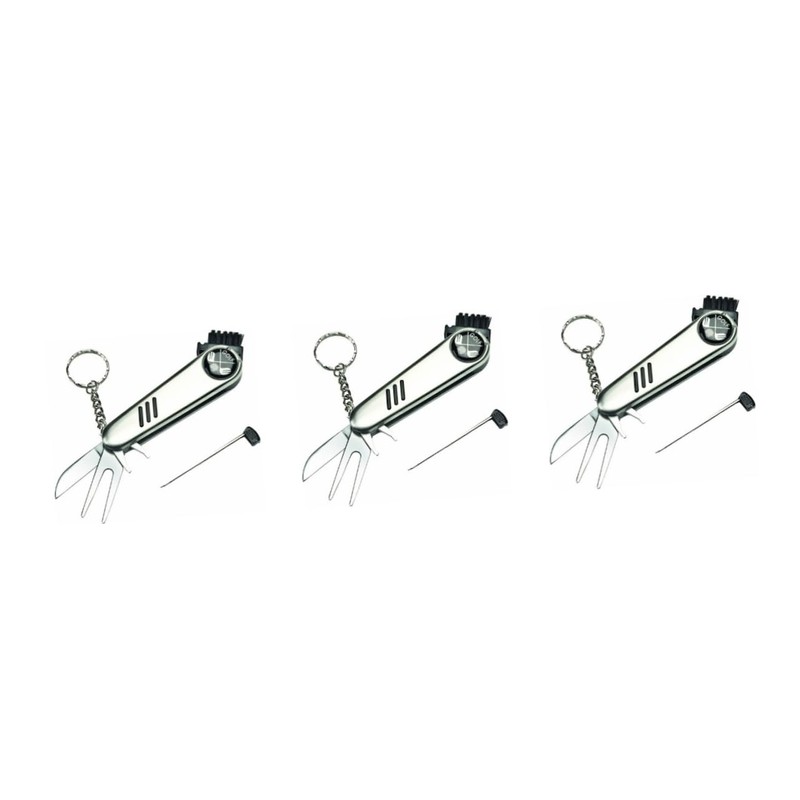 Kisangel 3pcs 6-in-1 Golf Multi Tool Divot Repair Ball Marker