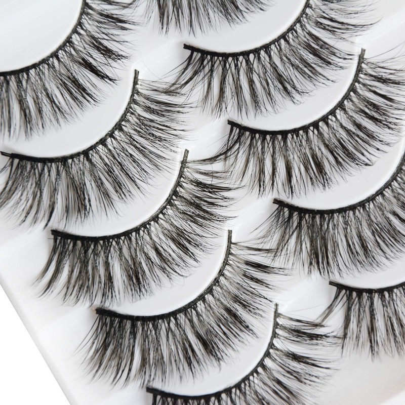 5 Pairs False Eyelashes Natural Fake Eyelashes Fluffy Hand-made Eyelashes