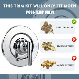 Replacement for Moen T2901 Gibson Posi-Temp Valve Trim Kit, Posi-Temp, Metal Body, Thermostatic Mixing Valve, Shower Trim Kit, Requires 2510 valve, 1-Year Warranty
