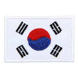 South Korea Flag Small Iron-On or Sew On Iron-On Patch Korea Iron-On Patch for Clothes Embroidered Iron-On Patch Applique Patch Size 4.5 x 3.0 cm