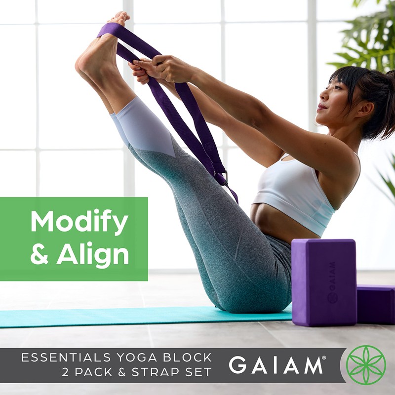 Gaiam - Kit de Yoga: Bloques y Correa, Accesorios para