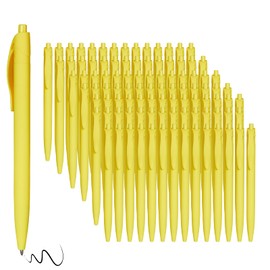 Wiaziert BallPoint Pens, 100 Pack (BLACK Ink),Bulk Pens, Yellow Barrel,Click Pens for Office Home and School, Retractable Ballpoint Pens, Medium Point, 1.00MM (Yellow)