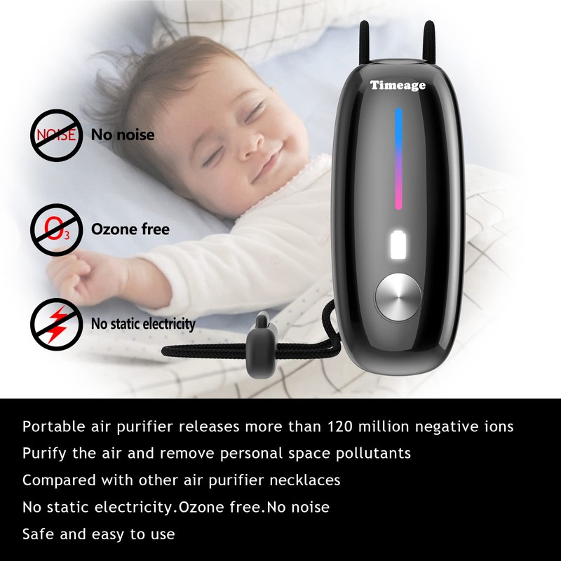 Portable Air Purifier,Timeage Personal Air Purifier Necklace, Wearable Mini Air