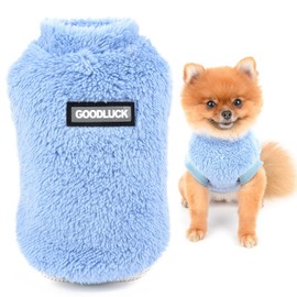 SMALLLEE_LUCKY_STORE Pet Sherpa Fleece Jumper Sweater Vest Turtleneck Pullover Soft Sweatshirt for Small Dog Cat Puppy Boy Girl Yorkie Chihuahua Warm Fall Winter Clothes,Blue,XXL