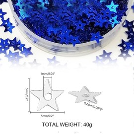 Blue Metallic Star Sequins 20g,4000 Pcs Loose Glitter Star Confetti with Hole Metallic Foil Stars for Sewing,Dress Decoration,Stage Decor,Craft & Party Supplies