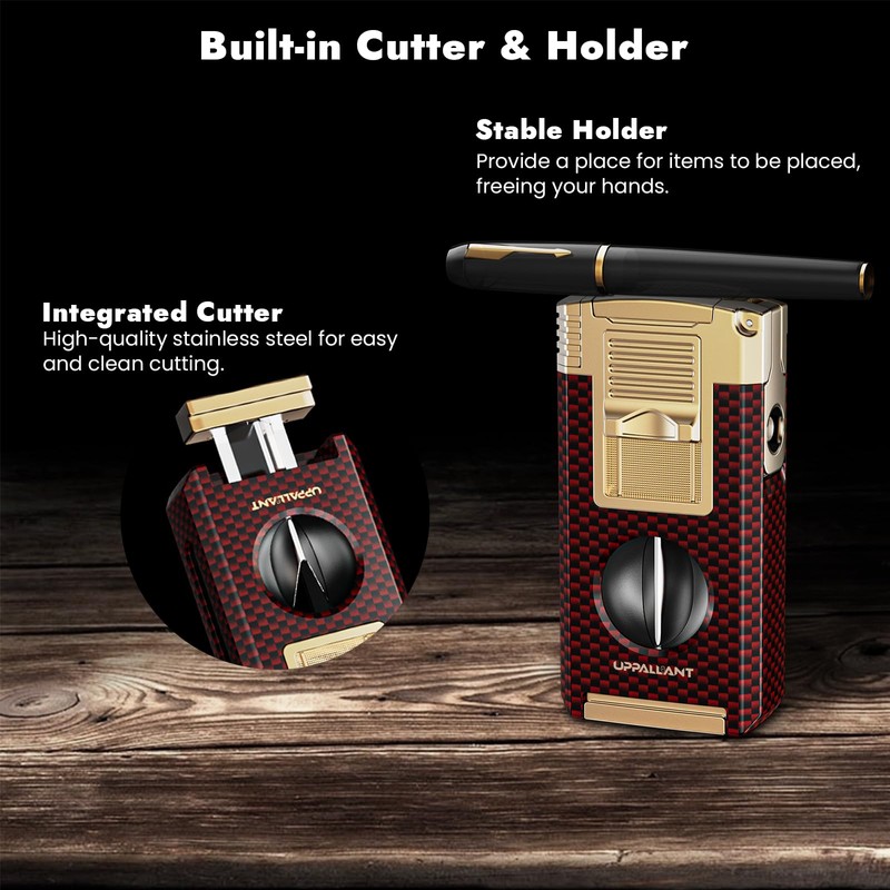 5-in-1 Torch Lighter with Cutter, Punch, Holder, Draw Enhancer Tool