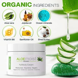 Loción corporal natural de aloe vera: crema hidratante para rostro y cuerpo con gel de aloe vera orgánico, aceite de vitamina E, vitamina C, crema de retinol, manteca de karité; crema hidr
