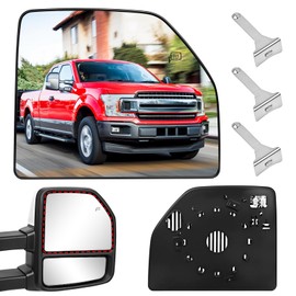 TOP-MAX Passenger Side Upper Heated Mirror Glass Replacement Compatible with 2015-2020 Ford F150, 2017-2022 F250 F350 F450 F550 Right Towing Mirror with 3 Clips - FL3Z17K707G