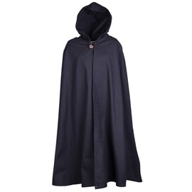 Medieval Paul Cape with Hood for Children in Brown or Black 110-164 - Viking LARP Girls Boys, black