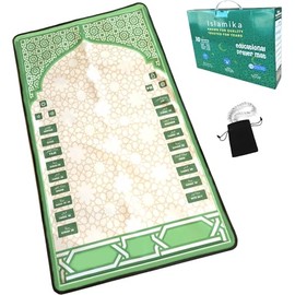 Electronic Prayer Mat - Smart Interactive Prayer Rug for Adults and Kids - Ideal Gift for New Converts and Those Learning or Perfecting Their Prayer - Comes with Islamic Prayer Beads (Green)