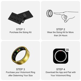 Victormont Vic Ring, Ultra-Light Titanium Smart Ring, 7-Day Battery Life, Fitness/Sleep/Stress Tracker for Women & Men, No APP Subscription Fees, IP68 Waterproof, iOS & Android Compatible (Gold, 7)