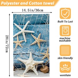 Starfish Seashell Tropical Beach Bathroom Hand Towels, Ocean Marine Nautical Bath Hand Towel for Decorative Fingertip Towels Set of 2 for Home Bathroom Spa Hotel Gym 14"X28"
