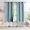 Linen Blackout Curtains for Bedroom, Aqua Blue, 40 inches Wide,