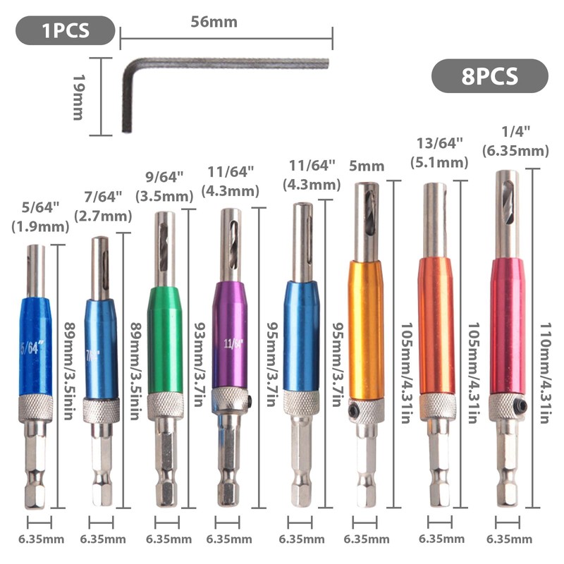 Oiieco 8 Pcs Self Centering Drill Bit Set, Hinge Drill