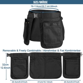 MUCHER Triple Hippie Fanny Pack Waiter Waitress Apron Bag Multifunctional Fabric Waist Bag Sweatproof Side Bag for Women Men Hiking Running Camping Trekking (Black)