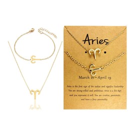 Yamberdoly Gold Aries Zodiac Constellation Necklaces Bracelets for Women Grils Dainty Astrology Horoscope Neckalce Gifts Jewelry