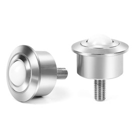 Roller Ball Transfer Bearing Casters - 1 Inch Diameter, M12 Ball Transfer Unit for Transmission,Stud Mounted, Thread Stem, Nylon & Carbon Steel, 600 Lbs Total Load Capacity,Set of 4