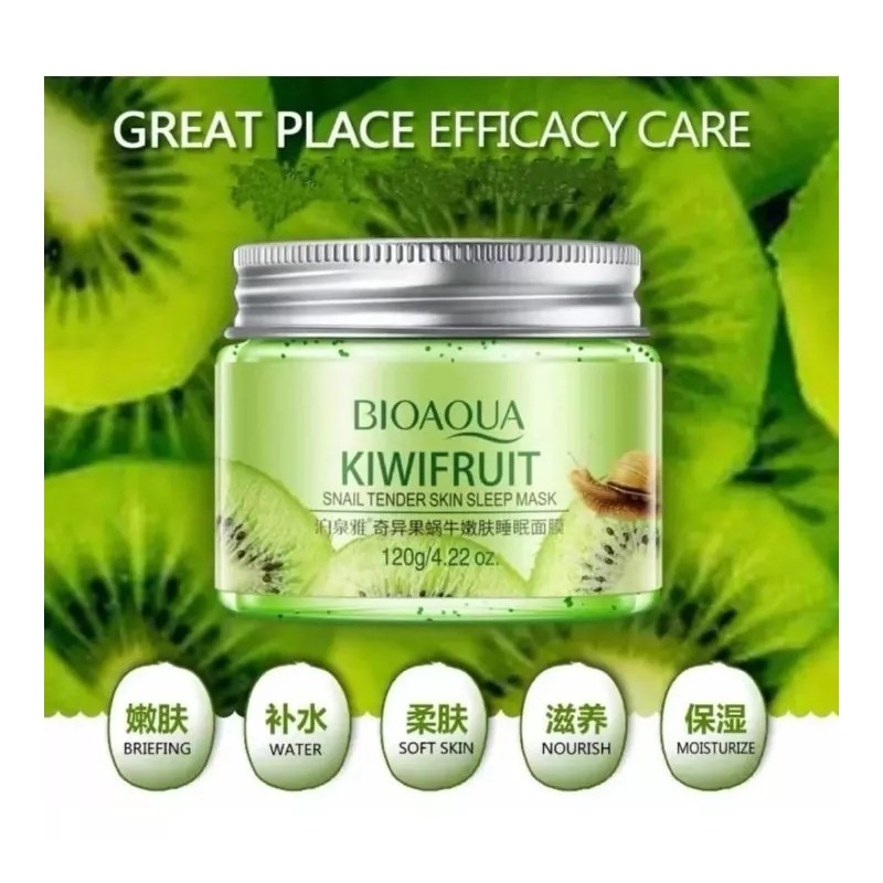 mazbuenasmazsalud bioaqua Gel Mascarilla Noche Kiwi Hidrata Elimina Arrugas Ojeras120m