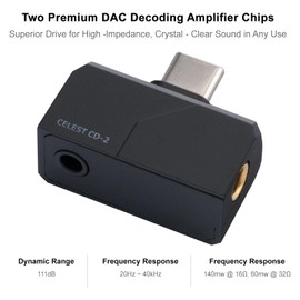 QOA Celest Mini Portable IEM DAC, in Ear Monitor Amplifier, USB C to 3.5/4.4mm Output Headphone Amplifier, High Resolution 32bit/384kHz, HiFi Earbuds Amp for Phone/PC (Black)