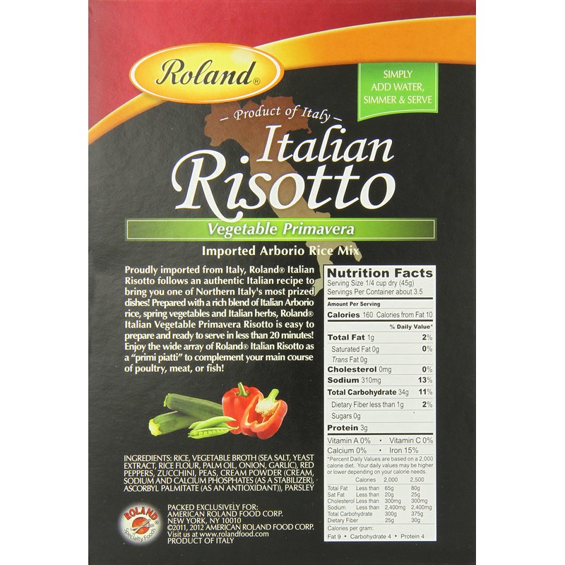 Roland Italian Risotto, Vegetable Primavera, 5.8 Ounce (Pack of 6)