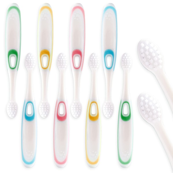 Kiuimi Paquete de 8 cepillos de dientes para niños, cerdas extra suaves, sin BPA, mango antideslizante, perfecto para encías sensibles