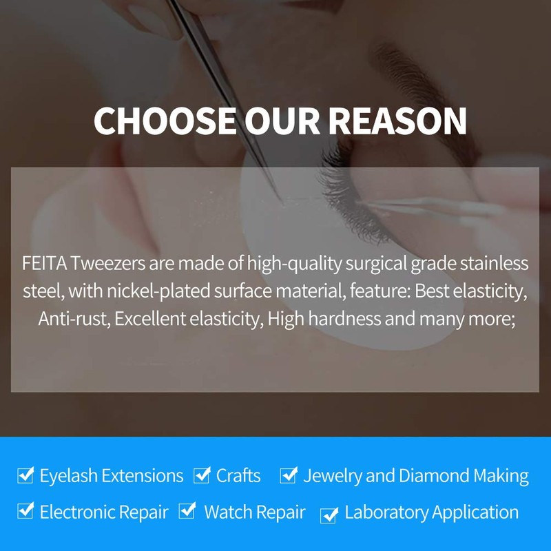 Eyelash Tweezers - FEITA Precision Eyelash Extension Tweezer Set -