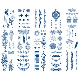 Sugeru 15 Sheets Super Sustainable Temporary Tattoo - Original Waterproof + Vegan + New Tech + Long Lasting | Fake Tattoo Stickers | Tattoos for Adults Children - Natural Non-Toxic Ingredients (C10)