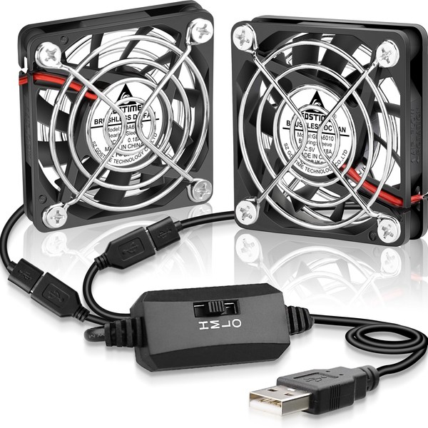 GDSTIME Dual 60mm x 10mm USB Fans with 3 Speed