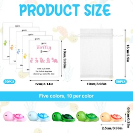 50 Sets You're Turtley Awesome Inspirational Gift,50 Inspirational Gift Turtle Greeting Cards, 50 Mini Sea Turtle Figure and 50 Organza Bag Employee Appreciation Pocket Favors for Staff Coworkers