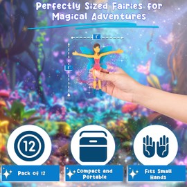Bendable Fairy Figurines for Kids- 12 Pcs Flexible Fairy Dolls for Girls & Boys- Colorful Miniature Fairy Figures Fidget Toys- Fairy Party Favors for Birthday, Christmas and More- 3.75 inches Tall