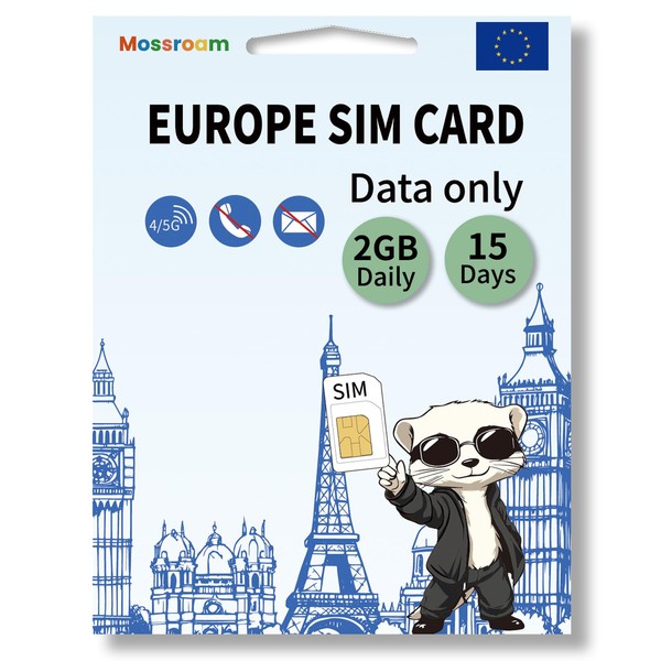 Data SIM Card for Europe Travel 15 Days 2GB Daily