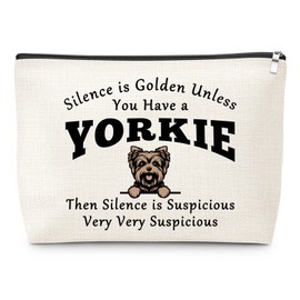 Gfhzdmf Yorkshire Terrier Dog Gift Makeup Bag Yorkie Dog Gifts for Women Birthday Valentine Present for Yorkie Lovers Mom Owner Animal Pet Puppy Lover Daughter Girls Sister Cosmetic Bag with Zipper