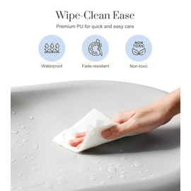 Wipe-Clean Baby Changing Pad, Waterproof Durable PU Pad, Soft & Non-Slip Safety Belt & Hanging Toys, Easy to Adjust & Removable Bar, Gray